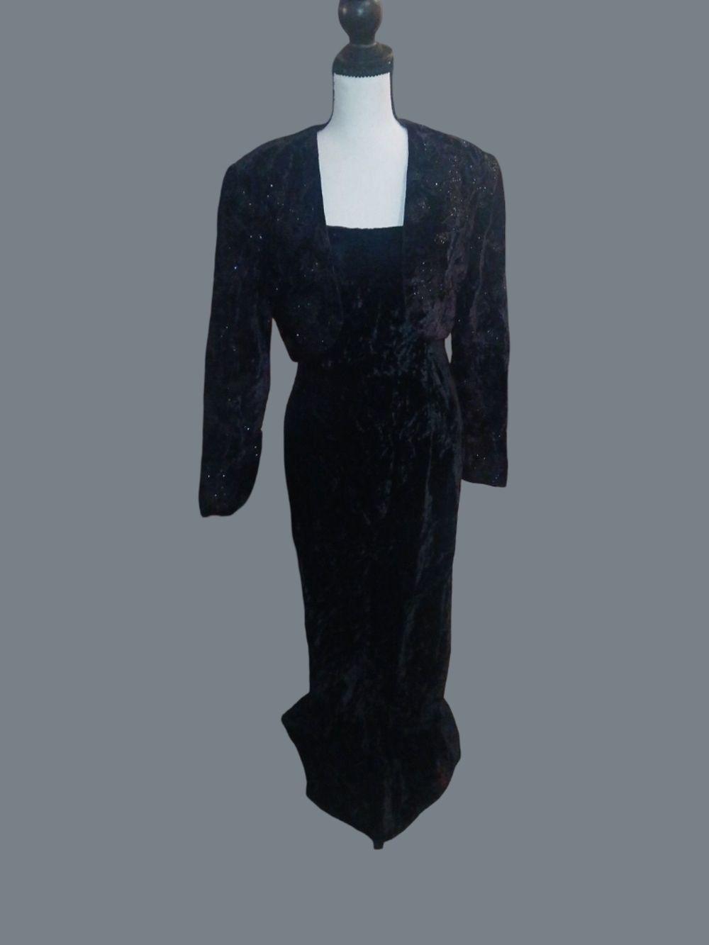 Scott McClintock Black Evening Jacket with Bodycon Velvet Dress Medium Petite